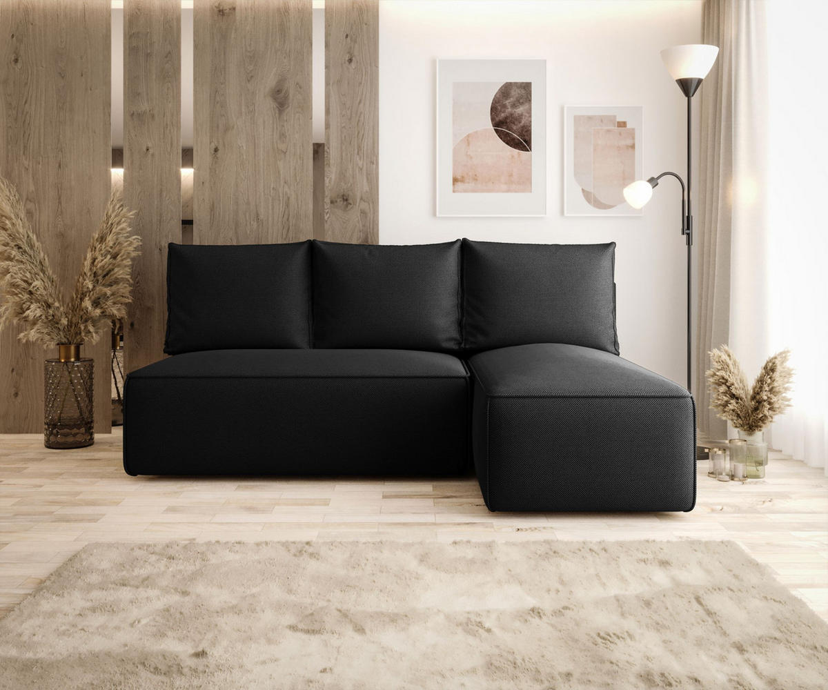 ECKSOFA mit Schlaffunktion SAVIO MINI Curio 99 Rechts - Schwarz, Textil (200/140cm) - Bedante