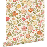 TAPETE Blumen 50 x 900 cm - Orange, Papier (50/0.1cm) - ESTAhome