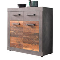 KOMMODE Used Wood Altholz Design mit Grau 82 cm, Anrichte 2-türig - Silberfarben/Schwarz, Holzwerkstoff/Kunststoff (82/86/37cm) - Top.Furn