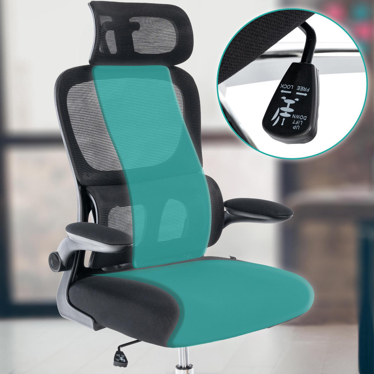 BÜROSTUHL Jaxor schwarz - Chromfarben/Schwarz, Textil/Metall (64/121/65cm) - TPFLiving