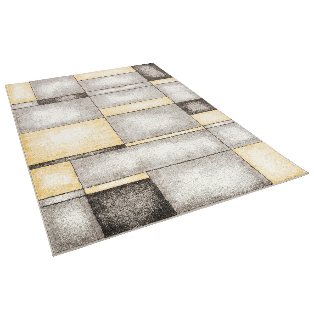 DESIGNER TEPPICH PASTELL IVY GRAU GELB KARO - Gelb, Textil (160/230cm) - Pergamon