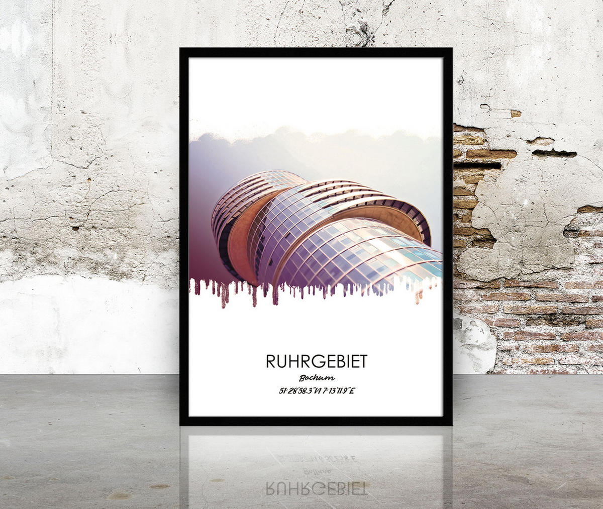 POSTER mit Rahmen 50x70 cm Ruhrgebiet Bochum - Anthrazit, Holz (51/71cm) - artissimo