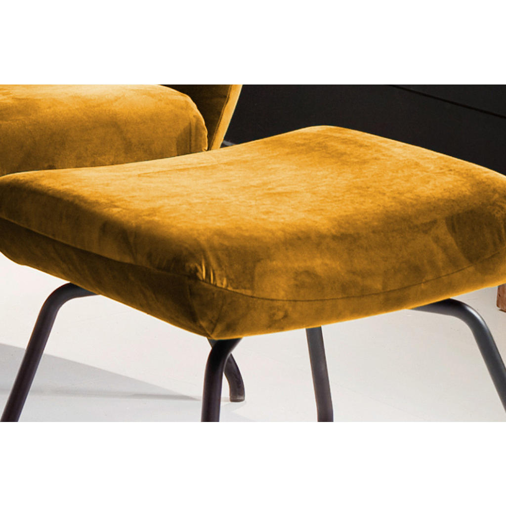 Thumbnail - Kawola Hocker, Gelb, Textil, Sternfuß, 57x44x52 cm, Wohnzimmer, Hocker, Sitzhocker
