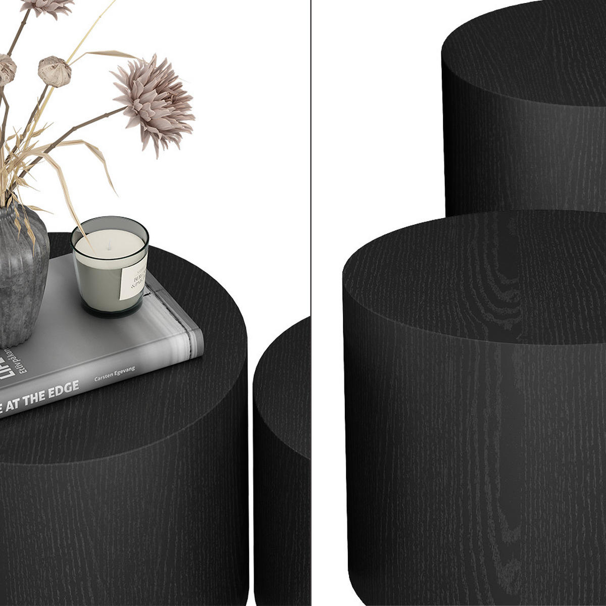COUCHTISCH-SET Giva Schwarz 48 x 48 cm - Schwarz, Holzwerkstoff (48/48/38cm) - Vicco