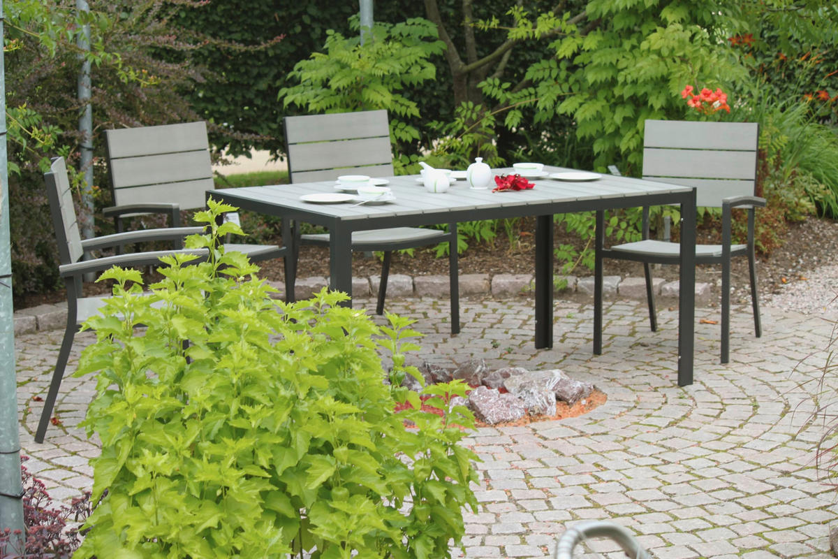 GARTEN-SITZGRUPPE Mila 5-teilig Gartenmöbel-Set - Anthrazit, Kunststoff - DELUKE