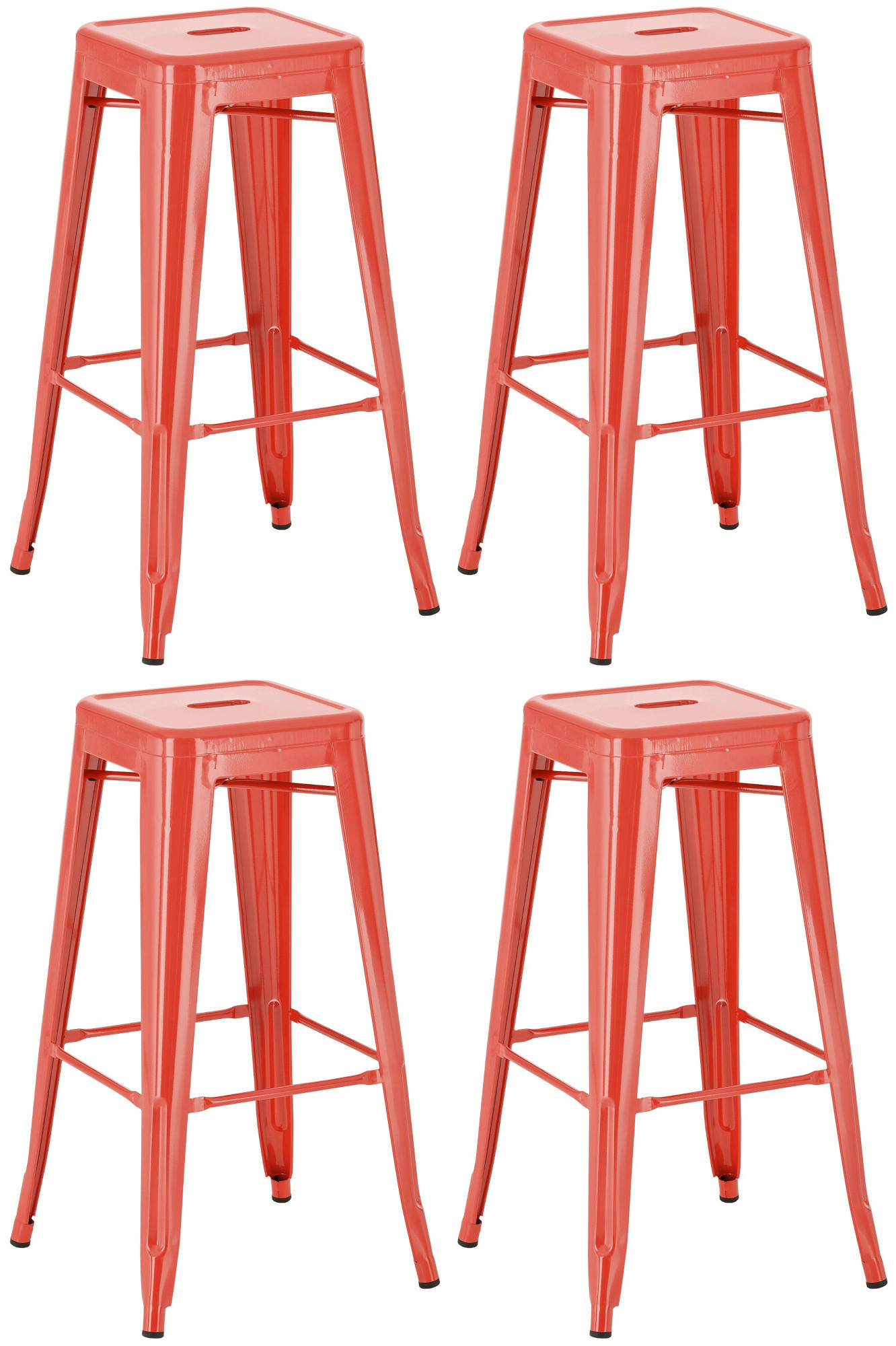 BARHOCKER 4er Set Metall rot - Rot, Metall (43/76/43cm) - CLP