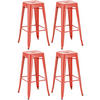 BARHOCKER 4er Set Metall rot - Rot, Metall (43/76/43cm) - CLP