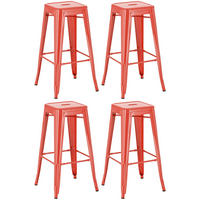 BARHOCKER 4er Set Metall rot - Rot, Metall (43/76/43cm) - CLP