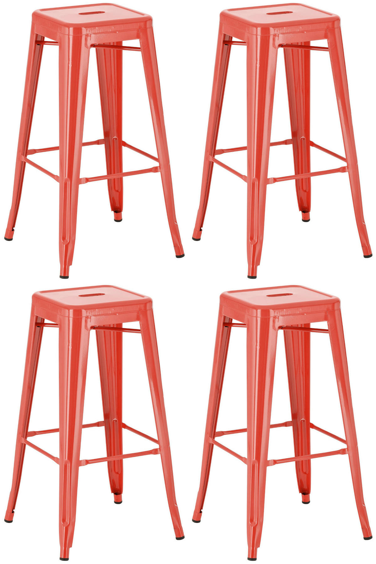 BARHOCKER 4er Set Metall rot - Rot, Metall (43/76/43cm) - CLP