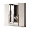 KLEIDERSCHRANK AUREL 4D mit Spiegel mit goldenen Griffen - Kaschmir/Goldfarben, Holzwerkstoff (200/200/57cm) - Lookway