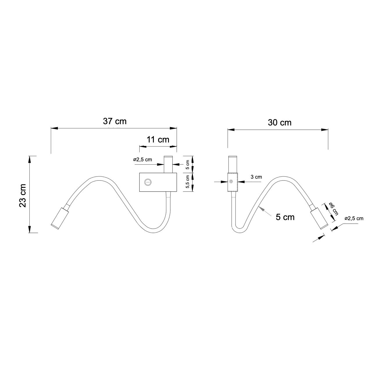 WANDLEUCHTE Nanda, Schwarz, 37cm - Schwarz, Metall (3/23/37cm) - KOSILUM