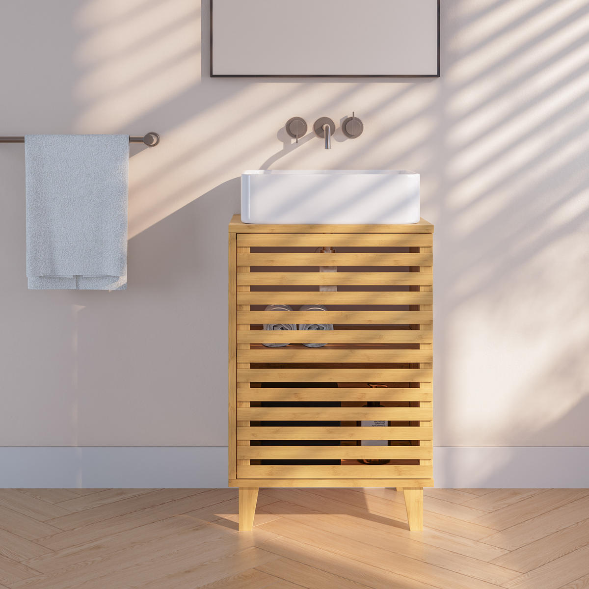 WASCHBECKENUNTERSCHRANK Iveland - Naturfarben, Holz (40/60/30cm) - [en.casa]