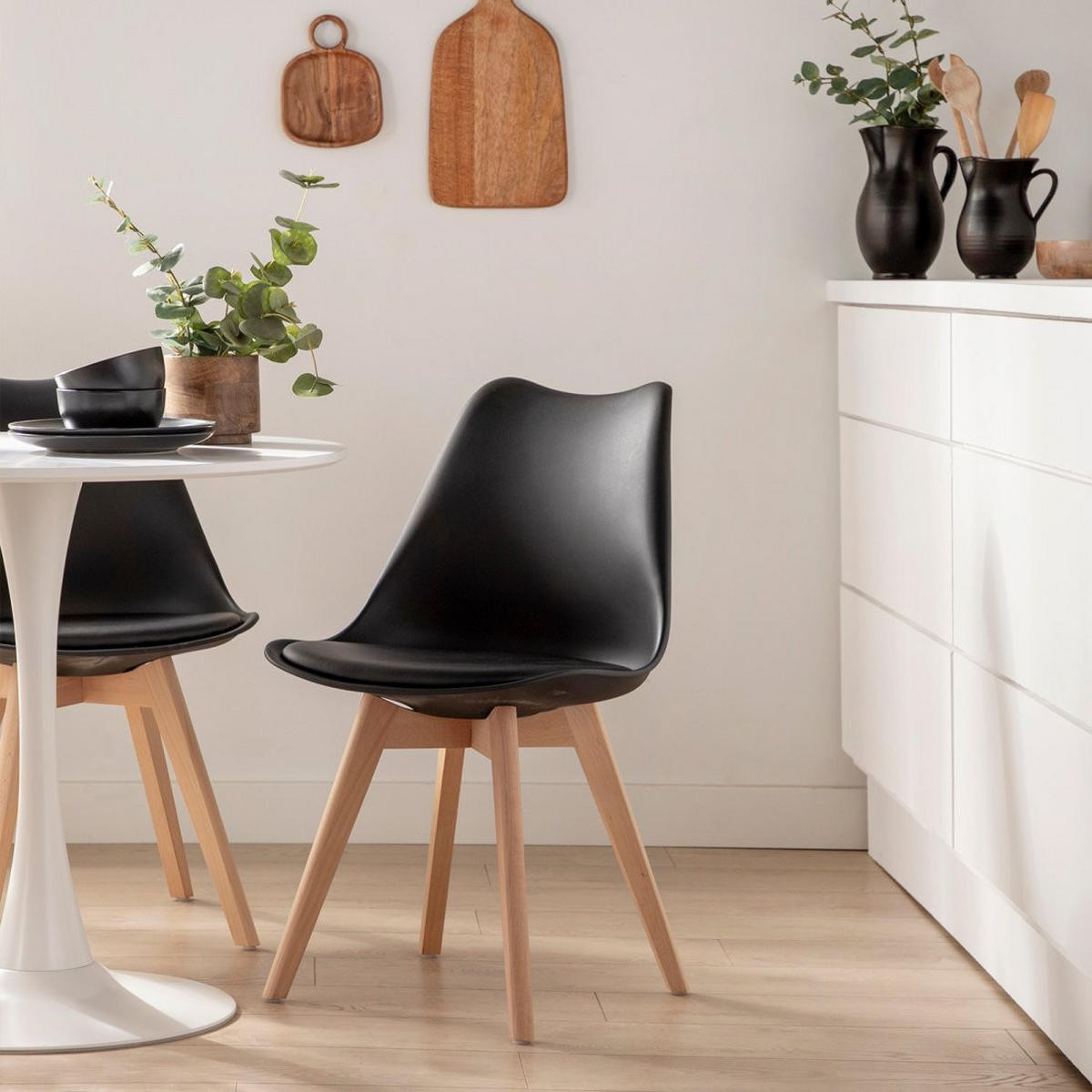 ESSZIMMERSTUHL Kler Schwarz 48 cm x 82 cm 4er-Set - Schwarz, Kunststoff (48/82/57cm)