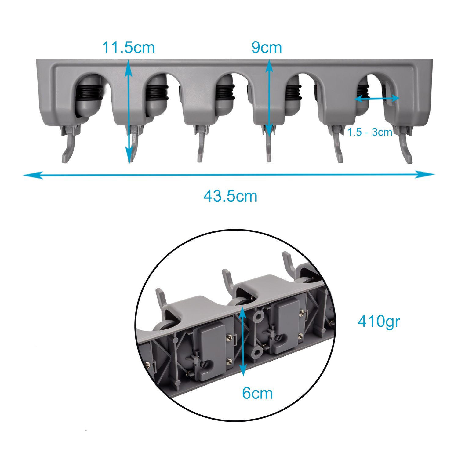 GERÄTEHALTER - Grau, Kunststoff (11.5/6.5/42.5cm) - Intirilife