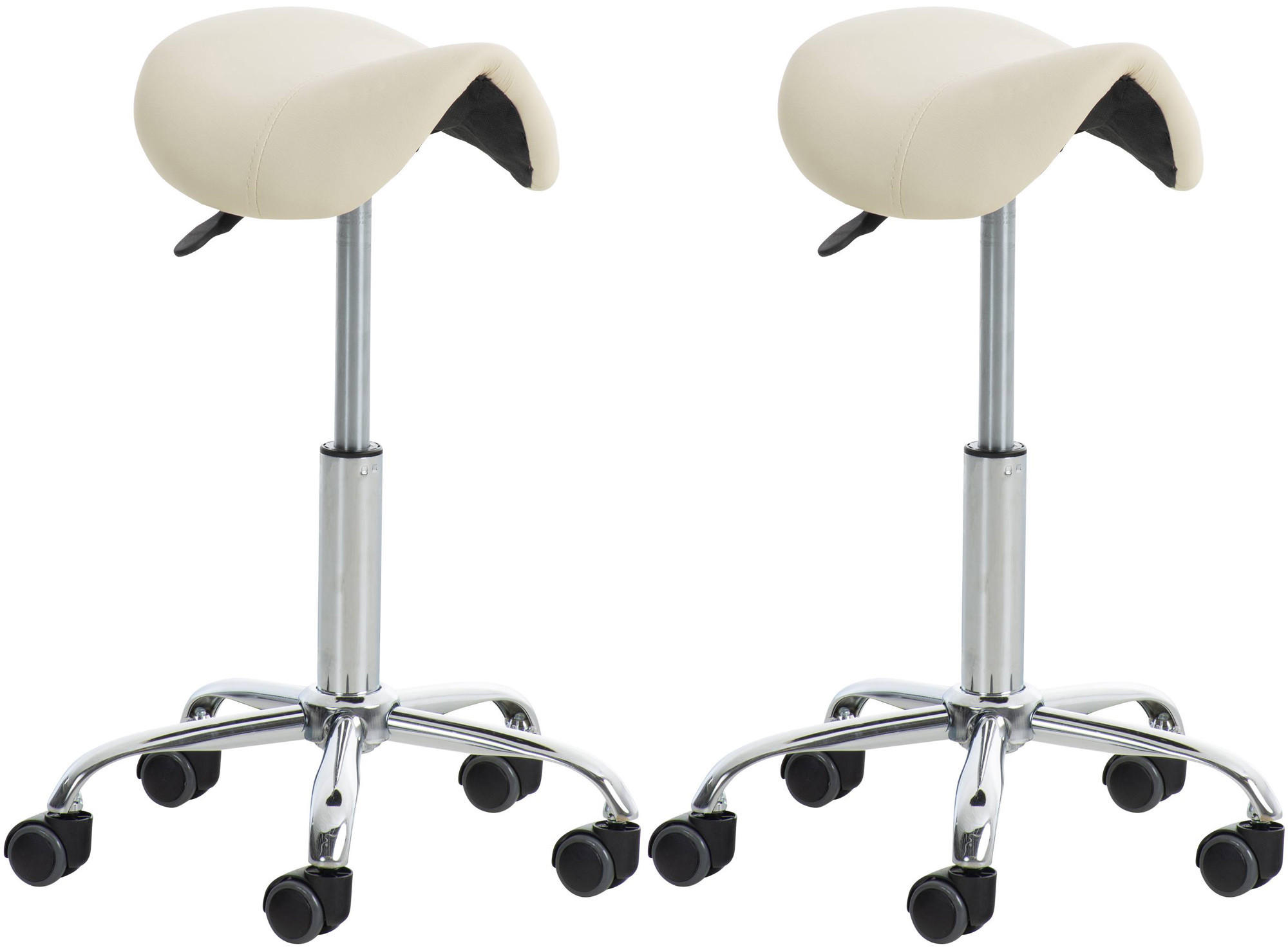 HOCKER 2er Set Lederlook creme - Creme, Textil/Metall (46/53/46cm) - CLP