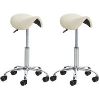 HOCKER 2er Set Lederlook creme - Creme, Textil/Metall (46/53/46cm) - CLP