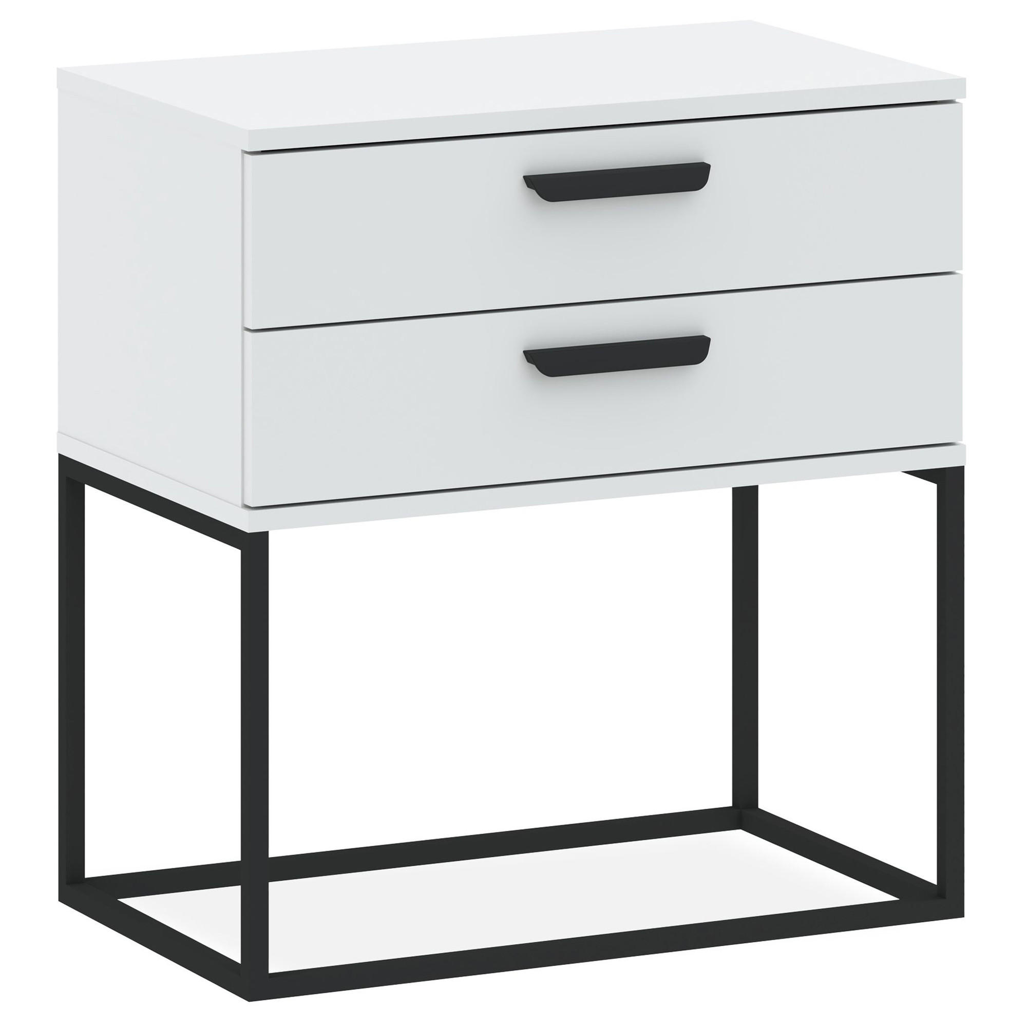 NACHTTISCH RECTUS Nachtschrank, Modern - Schwarz/Weiß, Holzwerkstoff (60/65/39cm) - KONSIMO®