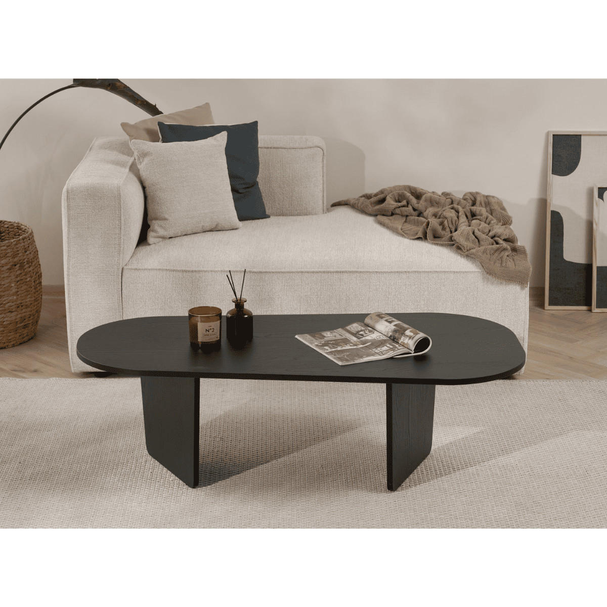 COUCHTISCH mit abgerundeter Tischplatte L130 cm 65/130/40 cm - Eichefarben, Holzwerkstoff (70/65/40cm) - Calicosy