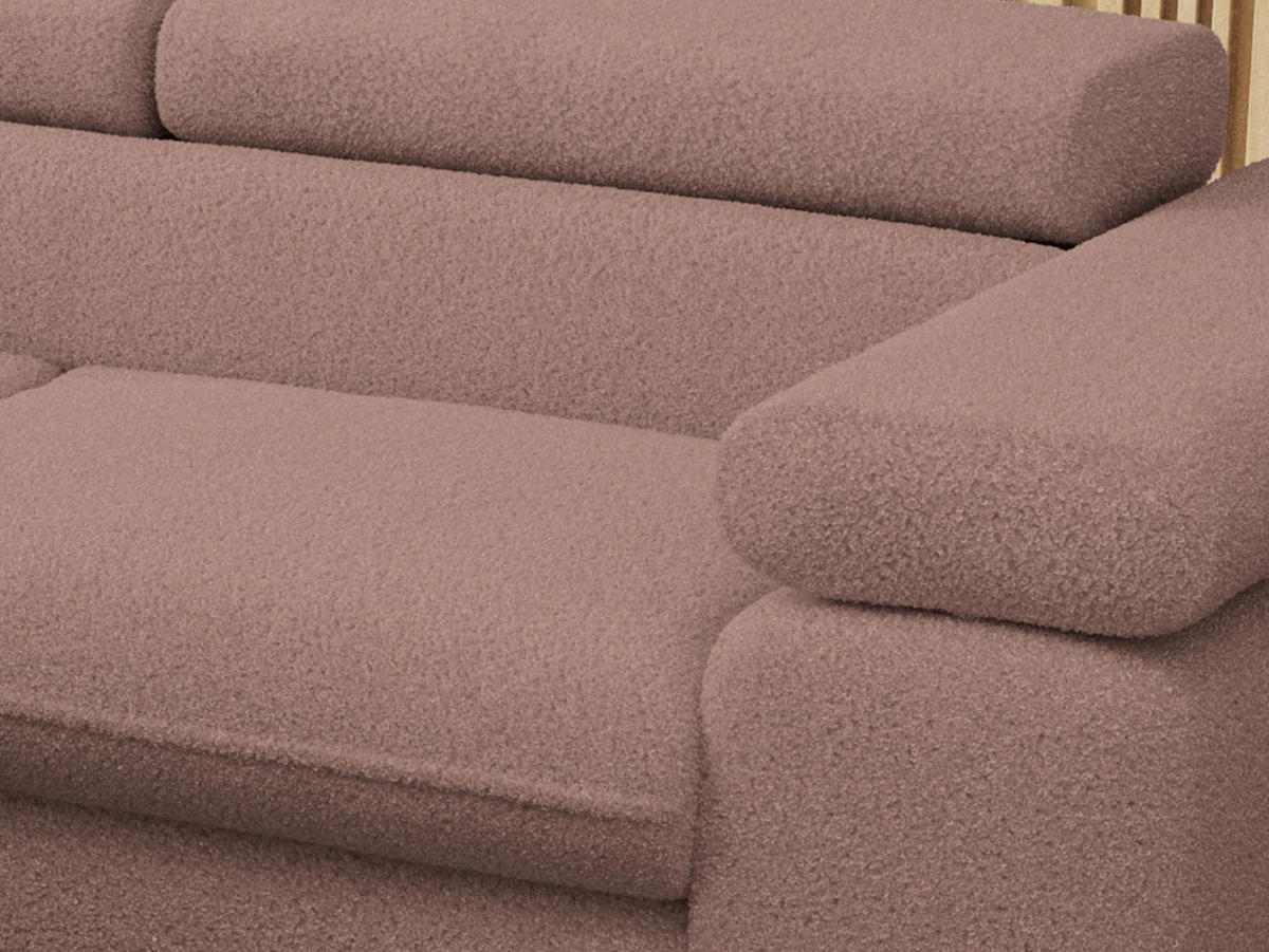 ECKSOFA PEDRO L Rosa Boucle - Links Seite - Schwarz/Rosa, Textil/Metall (208/273cm) - MKS