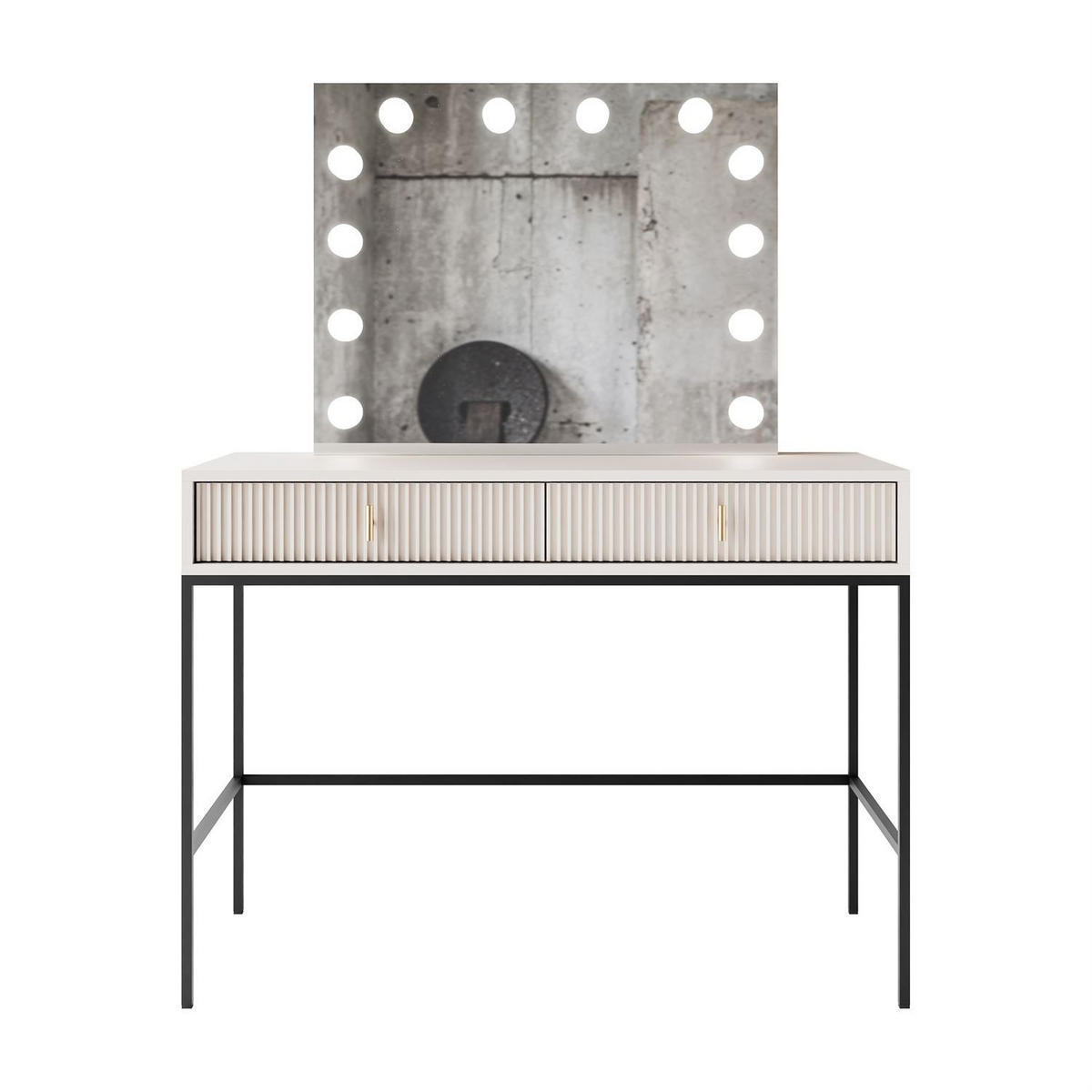 FRISIERTISCH MIDNIGHT ELITE mit LED-Spiegel kaschmir - Kaschmir/Schwarz, Holzwerkstoff (104/77/50cm) - Lookway