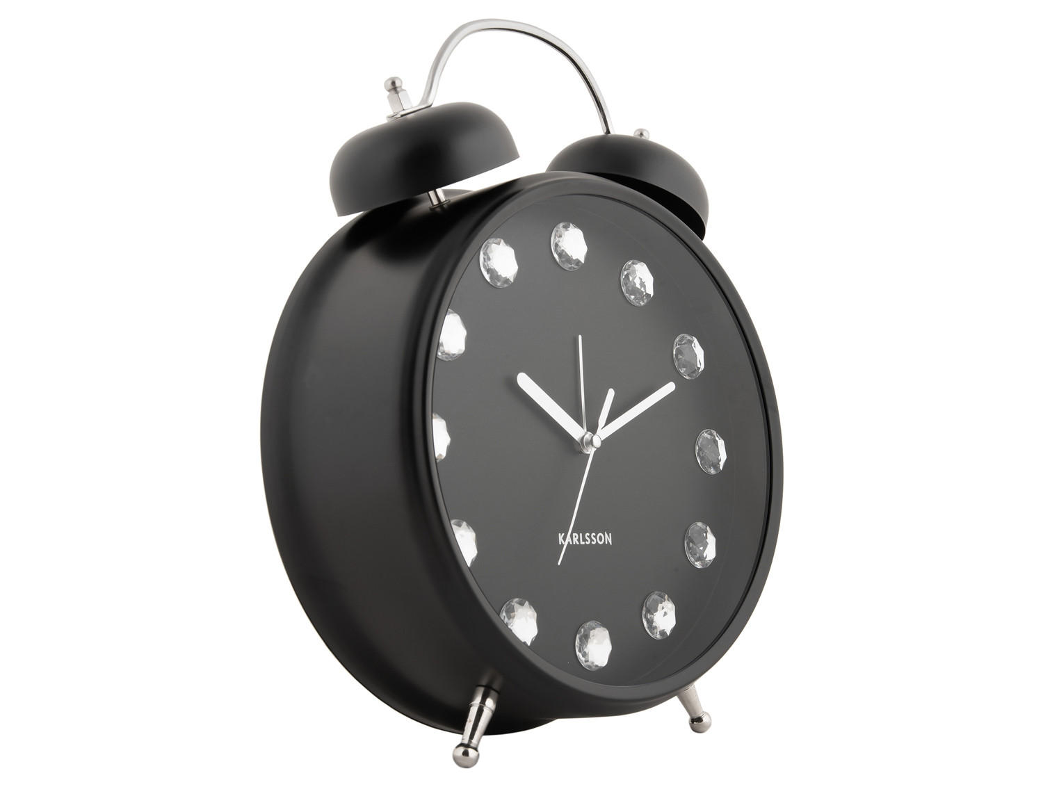 WECKER Glam Diamonds XL 23.5/23.5/30.5 cm - Schwarz, Metall (23.5/30.5/23.5cm) - Karlsson