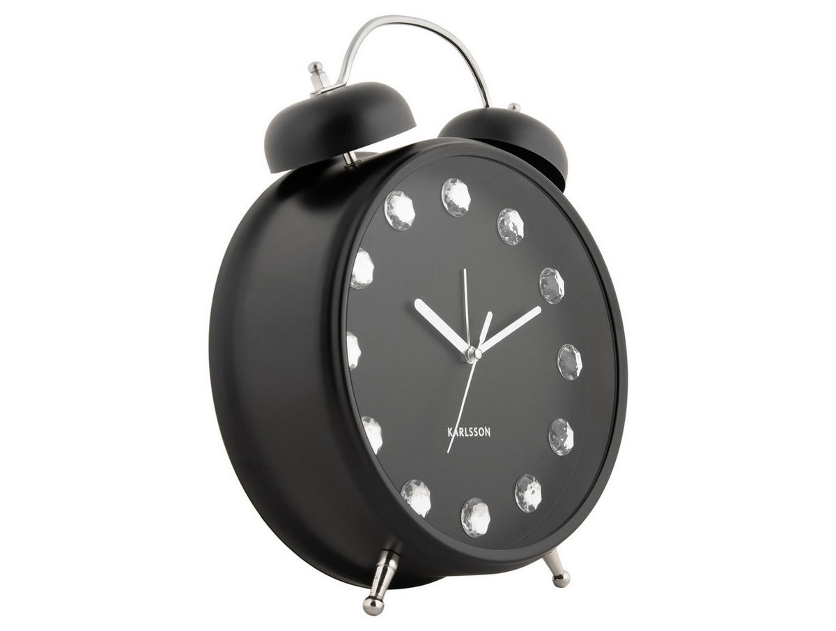 WECKER Glam Diamonds XL 23.5/23.5/30.5 cm - Schwarz, Metall (23.5/30.5/23.5cm) - Karlsson