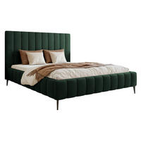 POLSTERBETT Fiarro mit Metallfüßen, Dunkelgrün, Velours, 180x200 cm - Dunkelgrün, Textil/Metall (180/200cm) - Selsey