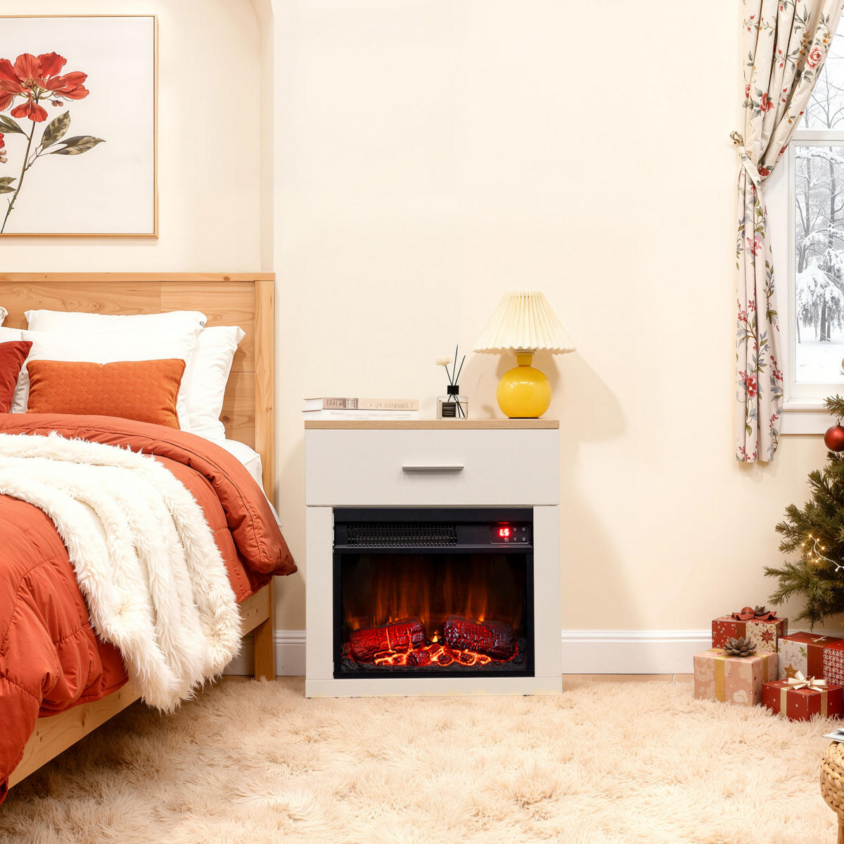 ELEKTROKAMIN mit Schrank, 1000W Heizleistung - Weiß, Metall (43.5/47/29.5cm)
