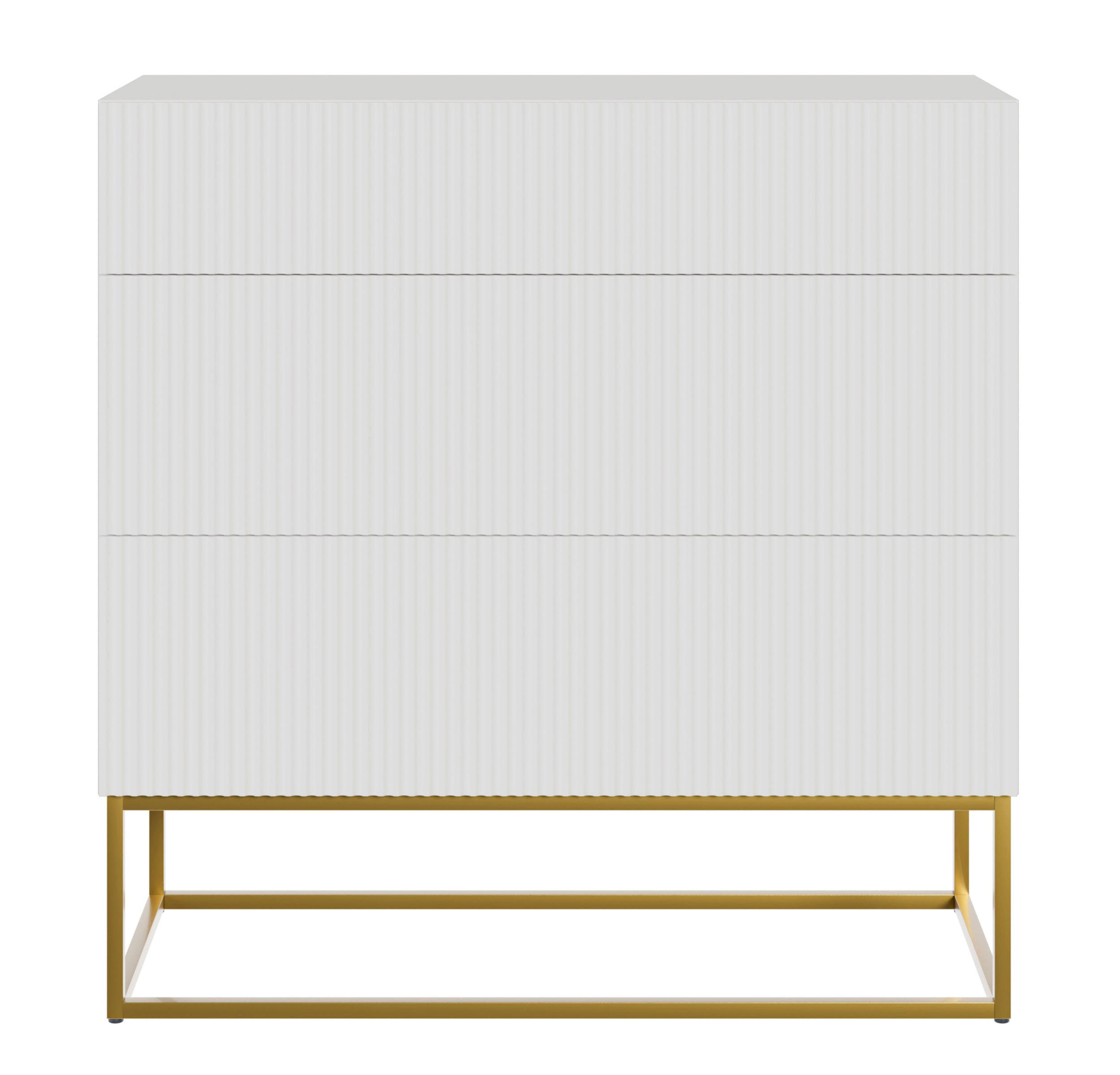 KOMMODE Veldio Weiß mit 3 Schubladen 90 cm - Goldfarben/Weiß, Holzwerkstoff/Metall (90/90/38cm) - Selsey