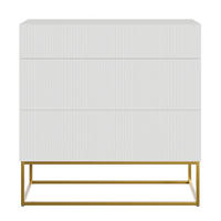 KOMMODE Veldio Weiß mit 3 Schubladen 90 cm - Goldfarben/Weiß, Holzwerkstoff/Metall (90/90/38cm) - Selsey