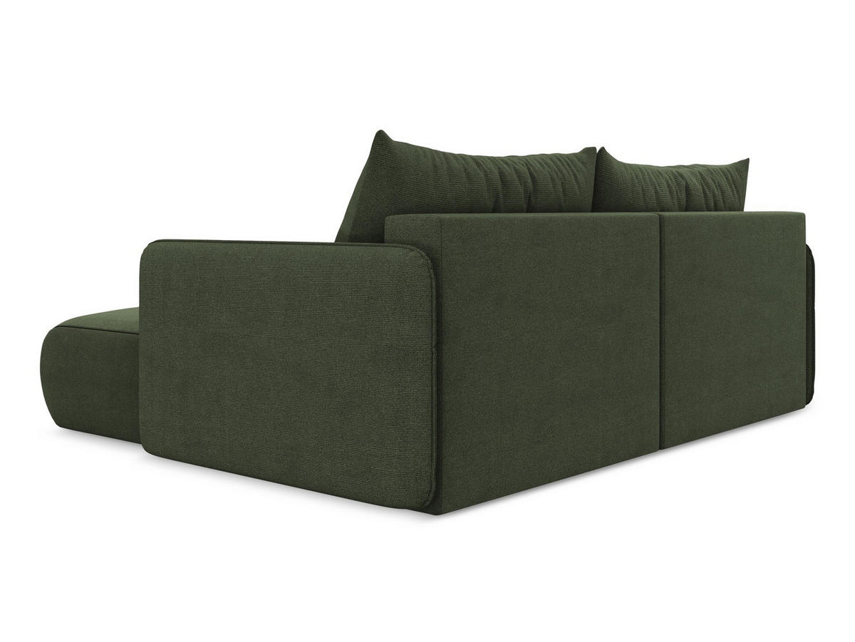 ECKSOFA mit Schlaffunktion Strukturstoff Stoff Grün - Schwarz/Olivgrün, Kunststoff/Textil (207/148cm) - Makamii
