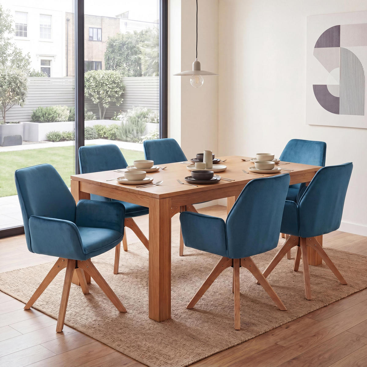 ESSZIMMERSTUHL Türkis 6er-Set - Türkis, Textil (60/87/60cm) - MCW