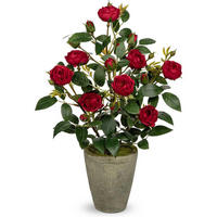 KUNSTROSEN im Topf Höhe 38 cm Dunkelrot - Rot, Kunststoff (38cm)