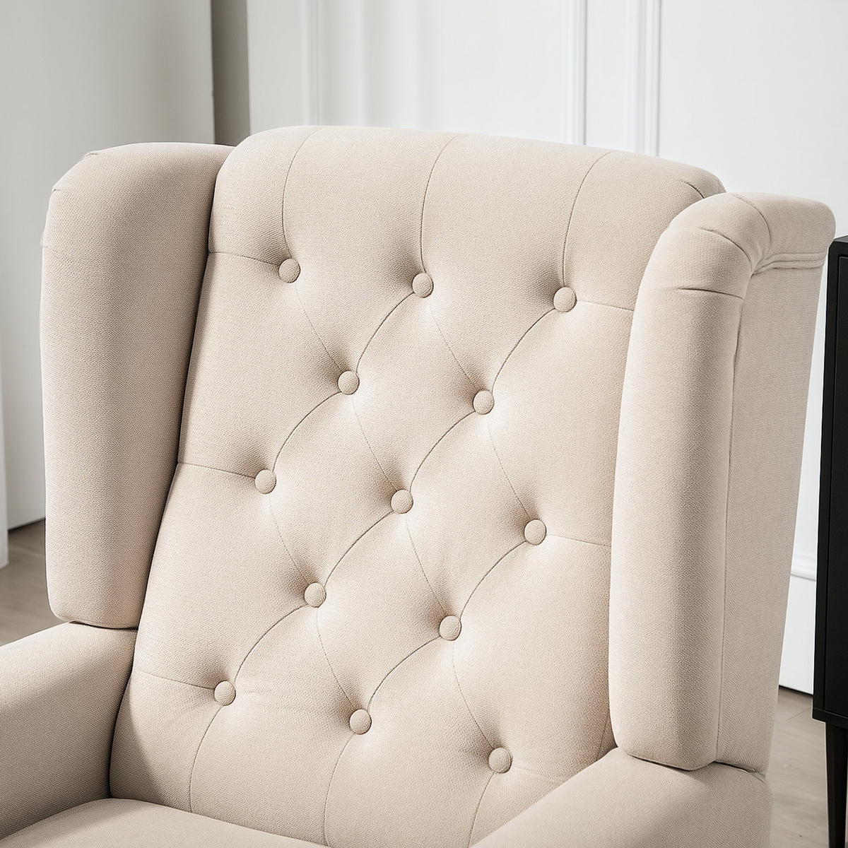 SESSEL DE-13450 klassisch mit Knopfheftung Beige - Beige, Textil (87/102/74cm) - ComfortXL