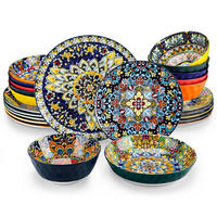KOMBISERVICE 24-teilig Steinzeug Geschirrset Böhmischer Stil - Multicolor, Keramik (27.2/2.3/27.2cm) - Kaket