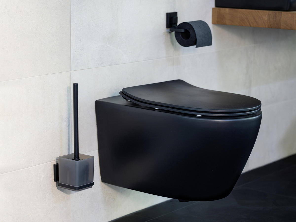 TOILETTENPAPIERHALTER Montage ohne Bohren Quadro 14/6/11 cm - Schwarz, Metall (6/11/14cm) - Wenko