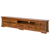 TV-BOARD Akazie 260x40x55 honig lackiert OXFORD #01018 - Braun, Holz (260/55/40cm) - Massivmoebel24