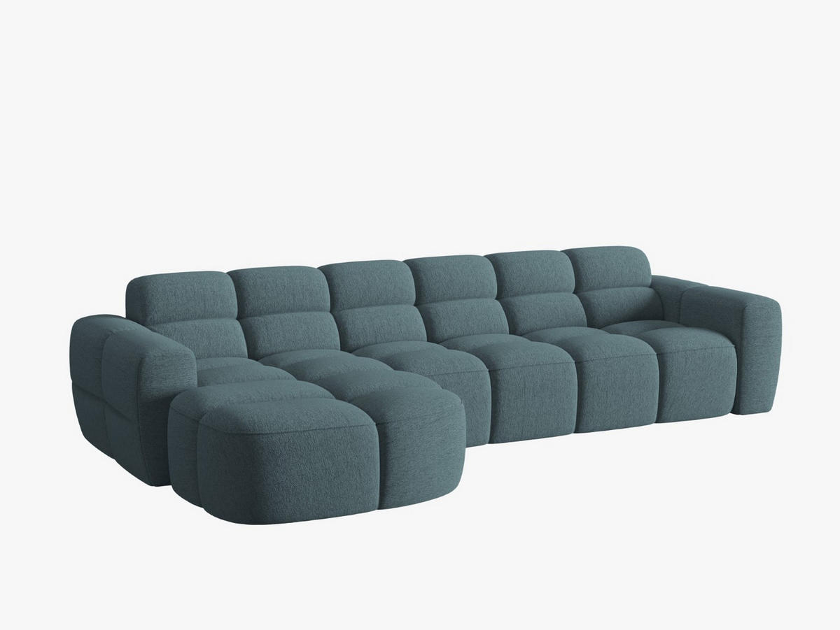 ECKSOFA links Lisa aus strukturiertem Stoff hellblau 4 Sitzplätze - Hellblau, Textil (170/310cm) - Micadoni