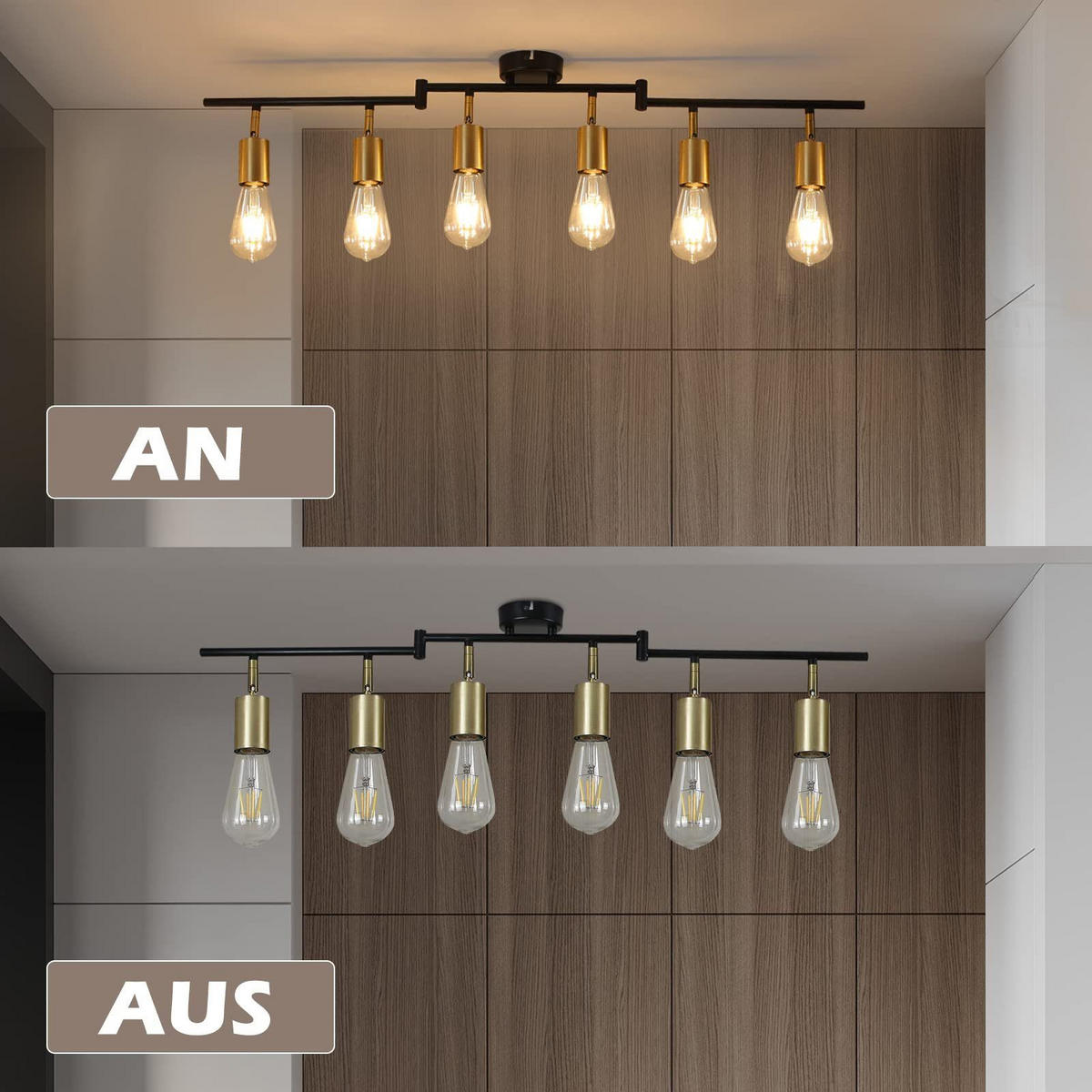 STRAHLER Nixie 6-flammig 95/4/11 cm - Goldfarben, Metall (95/4/11cm) - Nettlife