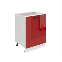 KÜCHENUNTERSCHRANK 60 cm SD ohne Arbeitsplatte, 1 Tür, Rot Hochglanz - Rot, Holz (60/82/51.6cm) - B BELINI GROUP