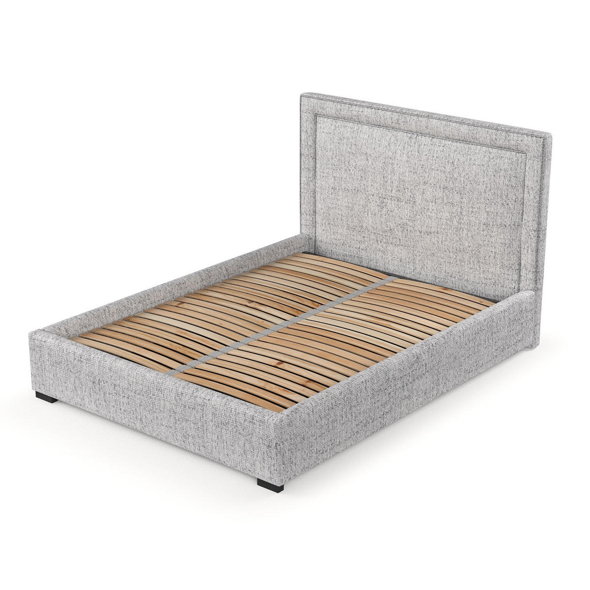 POLSTERBETT Como Hellgrau 140/200 cm im Webstoff - Hellgrau/Schwarz, Holz/Holzwerkstoff (140/200cm) - Maison de Reve