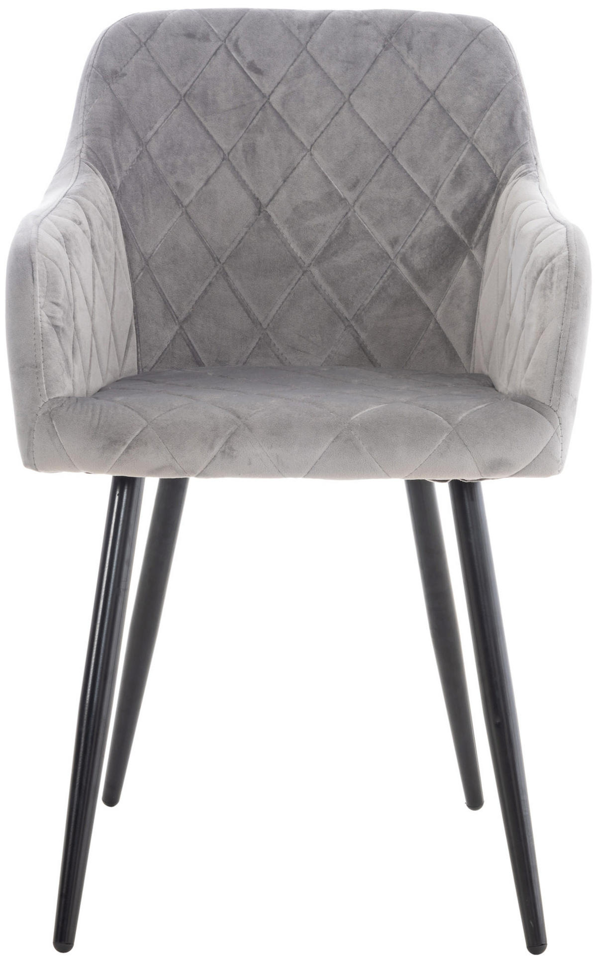 ESSZIMMERSTUHL Shyva Samt, Gestell Metall matt Schwarz Grau - Schwarz/Grau, Textil/Metall (47/84/44cm) - TPFLiving