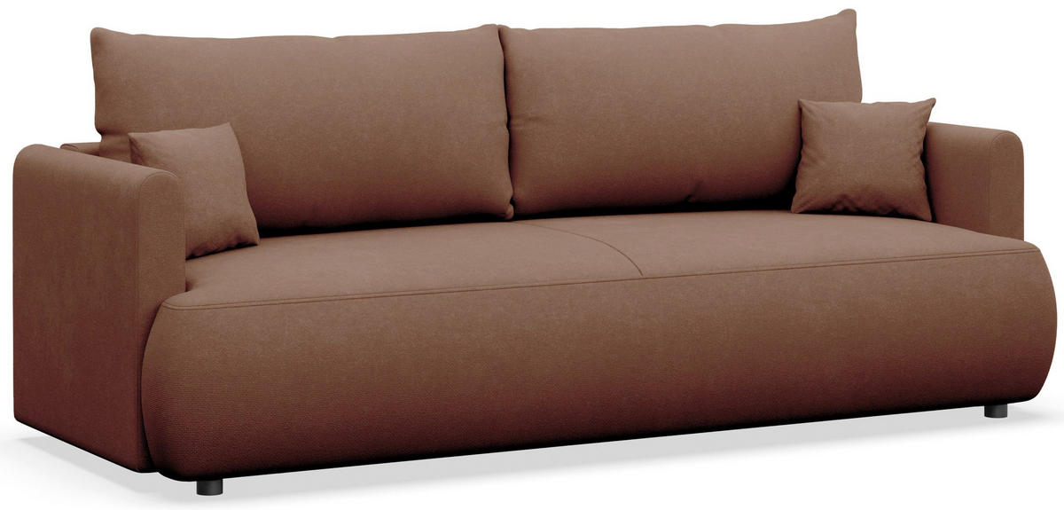 SCHLAFSOFA Ovo Mini Kupfer Chenille Easy Clean - Schwarz/Kupferfarben, Kunststoff/Textil (226/90/97cm) - Selsey