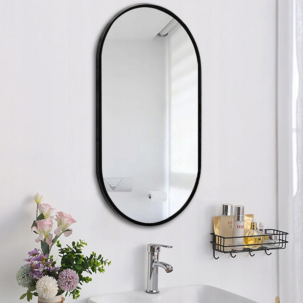 WANDSPIEGEL schwarz 75/40 cm - Schwarz, Glas (40/75/5cm) - MUVU