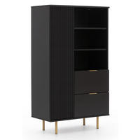 BÜCHERREGAL Nubia R1D2SZ Schwarz - Goldfarben/Schwarz, Holzwerkstoff/Metall (80/140/41cm) - Ravio