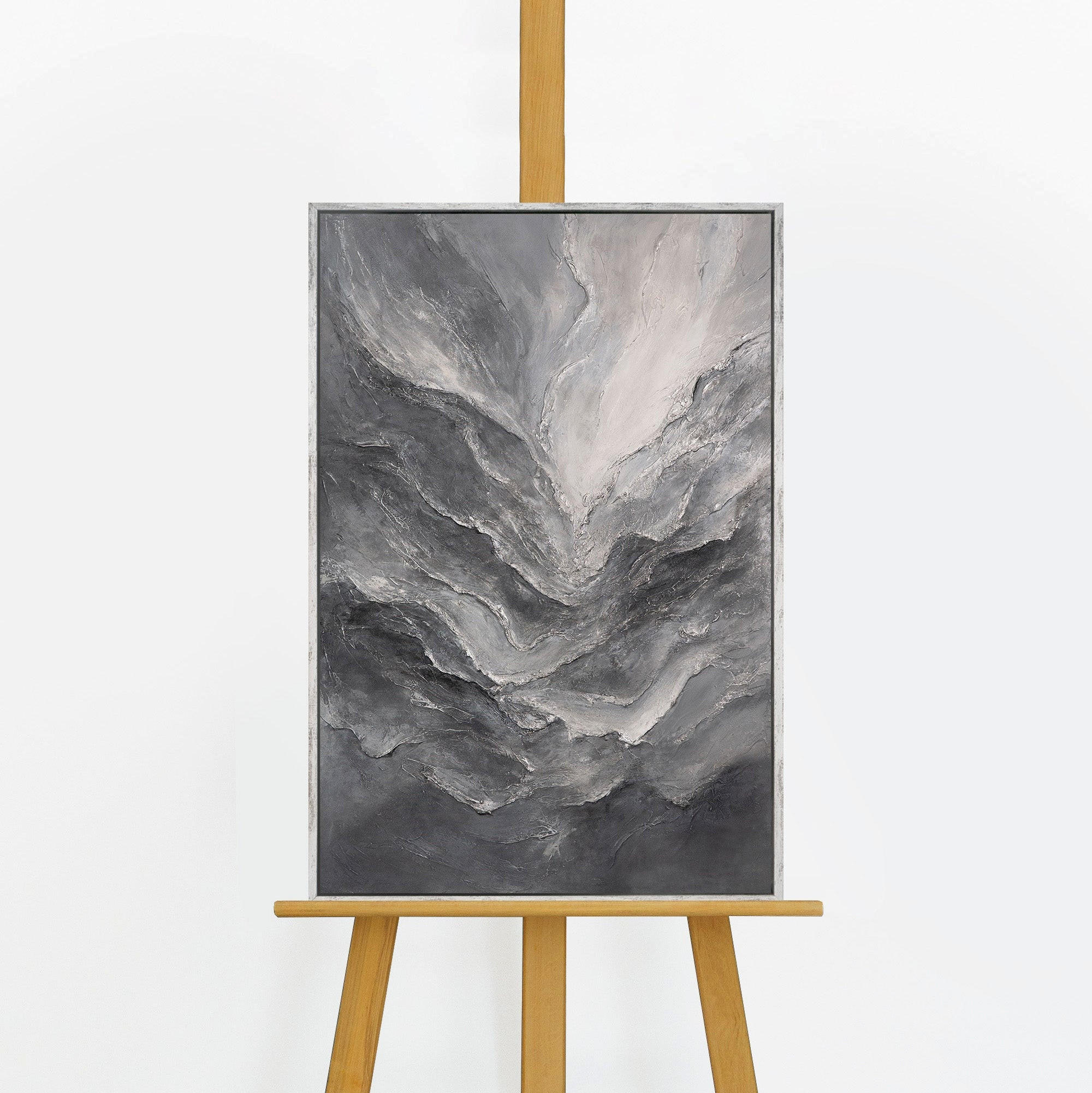 GEMÄLDE Erinnerung der Felsen Schattenfugenrahmen Hellgrau 60x40 cm - Hellgrau, Holz (60/40cm) - YS-art gallery
