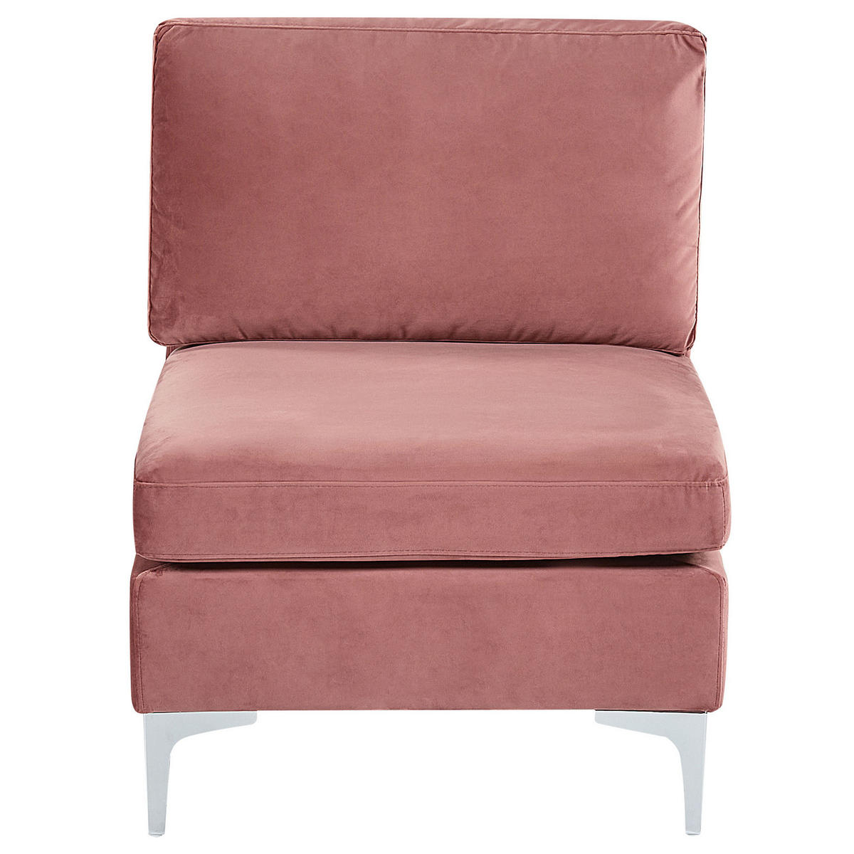 3-SITZER-MODULSOFA Samtstoff rosa mit Metallbeinen Evja - Pink, Textil (235/84/85cm) - Beliani
