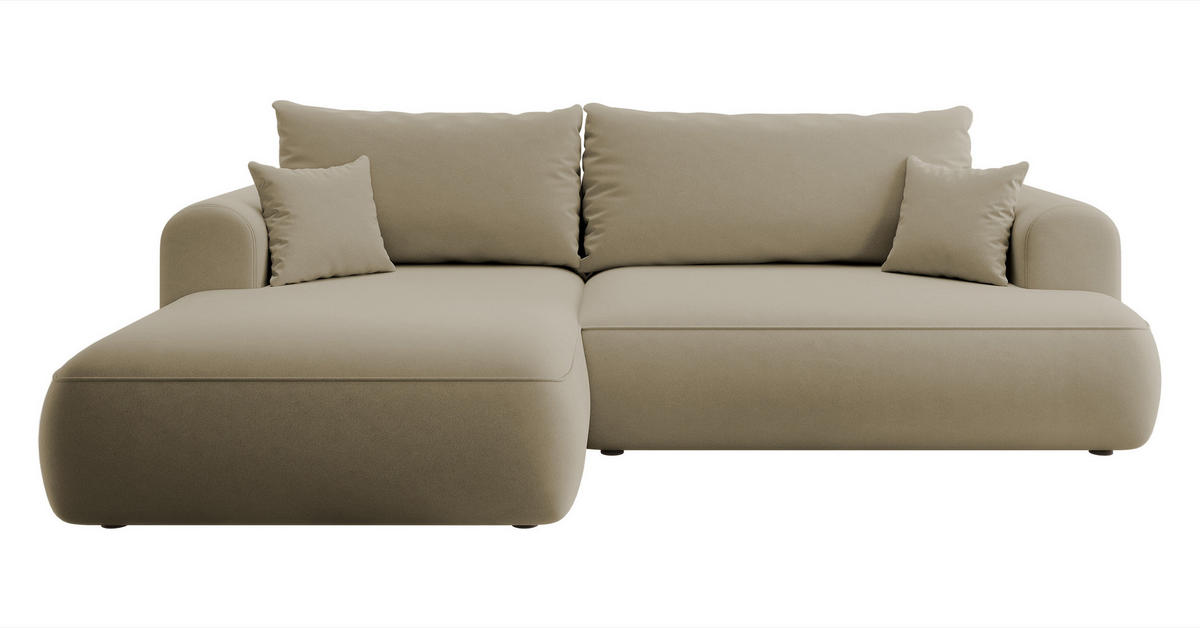 ECKSOFA Ovo Beige Velours - Beige/Schwarz, Kunststoff/Textil (260/165cm) - Selsey