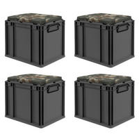 EUROBOX 4x NextGen Seat Camouflage, HxBxT 36,5x30x40cm, 30 Liter, Griffe geschlossen, Schwarz - Schwarz, Kunststoff (30/36.5/40cm) - PROREGAL