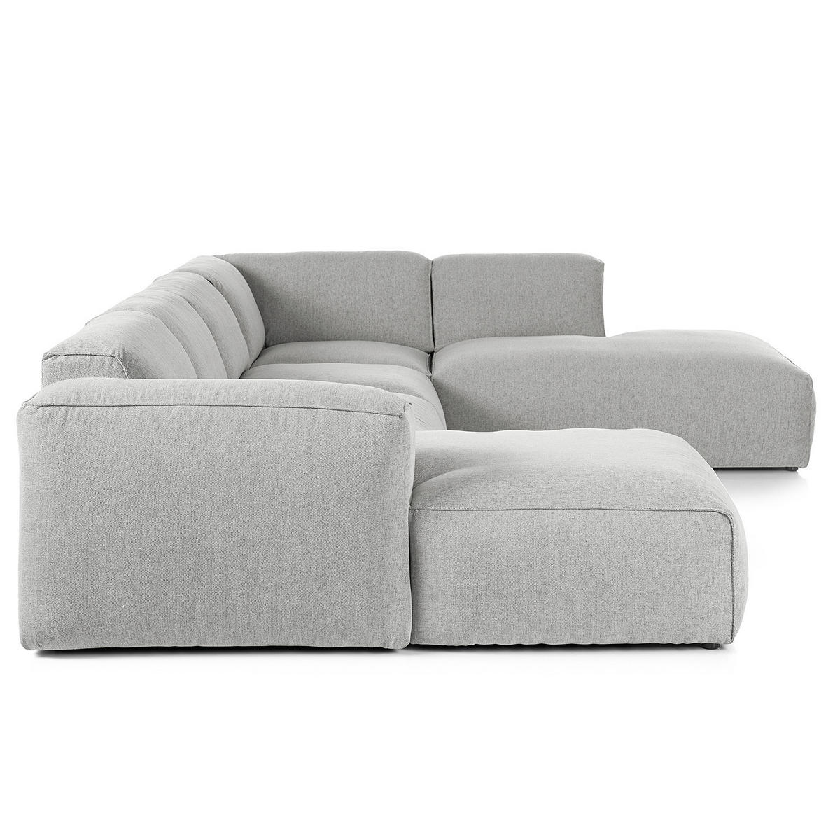 WOHNLANDSCHAFT mit Longchair - Hellgrau/Schwarz, Kunststoff/Textil (325/71/235cm) - home24